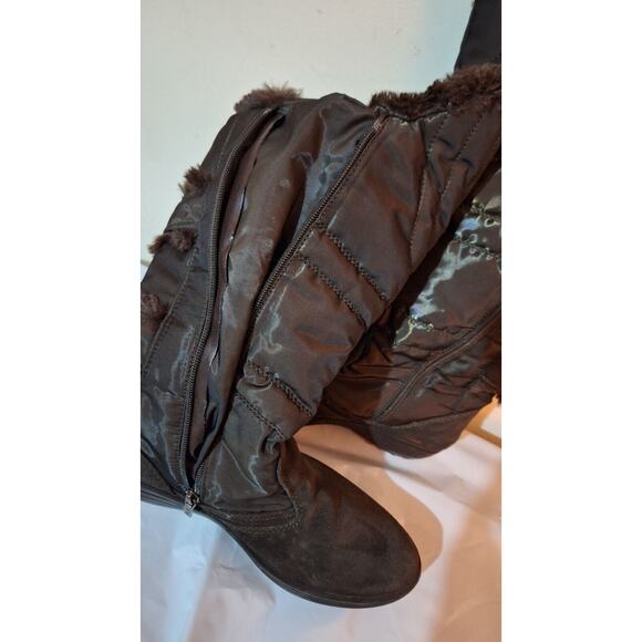 Pajar Women's Side Zip Wedge Heel Faux Fur Lined Boots Brown Suede/Nylon Size 40 - Picture 7 of 7